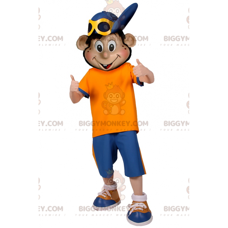 Costume de mascotte BIGGYMONKEY™ garçon avec casquette bleu -