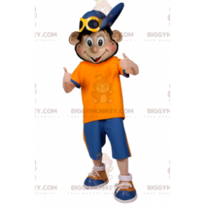BIGGYMONKEY™ costume mascotte ragazzo con berretto blu -