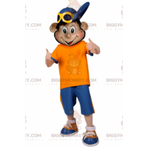 BIGGYMONKEY™ mascottekostuum voor jongens met blauwe muts -