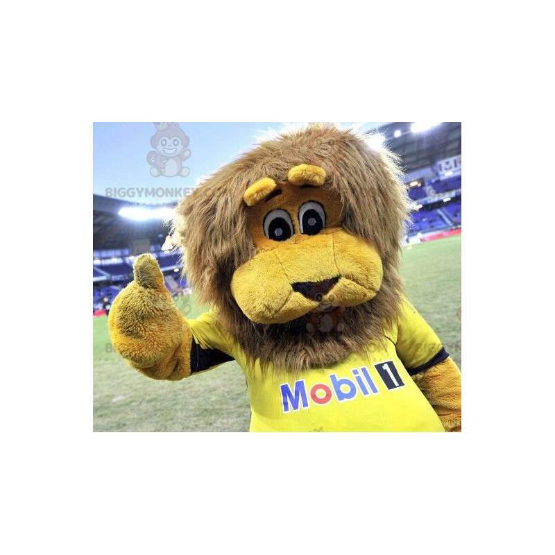 Disfraz de mascota BIGGYMONKEY™ de león amarillo con melena