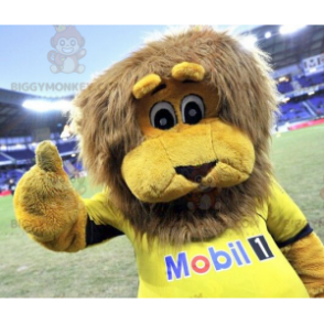 BIGGYMONKEY™ Mascot Costume of Yellow Lion with Brown Mane –