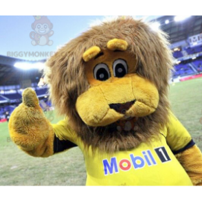 BIGGYMONKEY™ maskotdräkt av gult lejon med brun man -