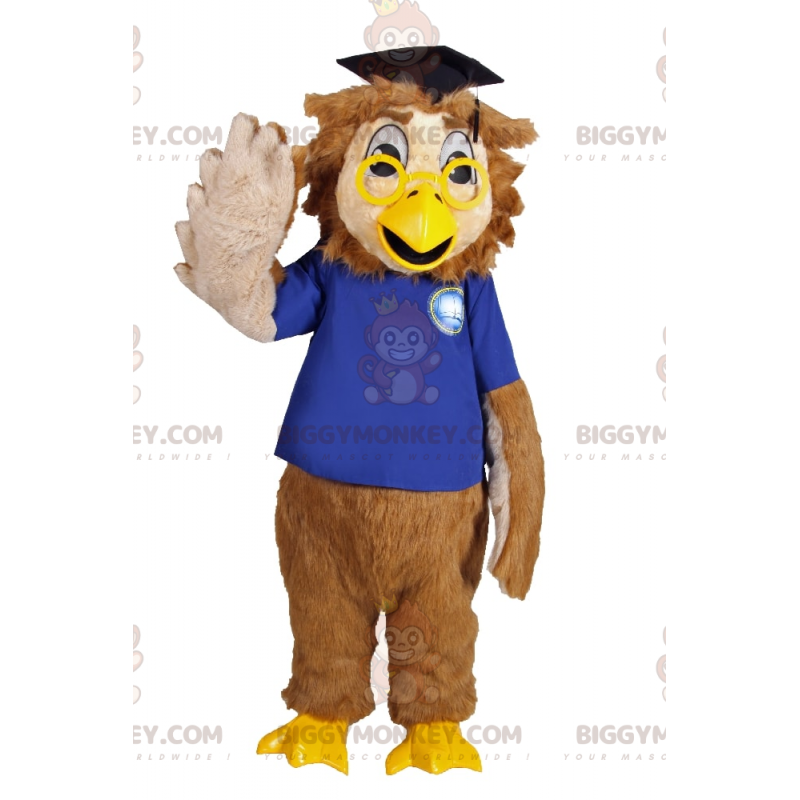 BIGGYMONKEY™ Graduation Owls Mascot-kostume med gule briller -