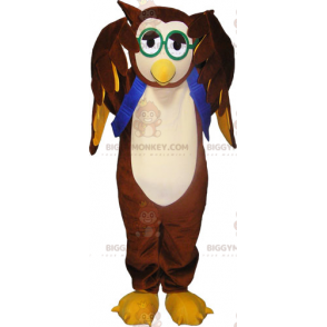 BIGGYMONKEY™ Mascottekostuum met uilen en groene bril -