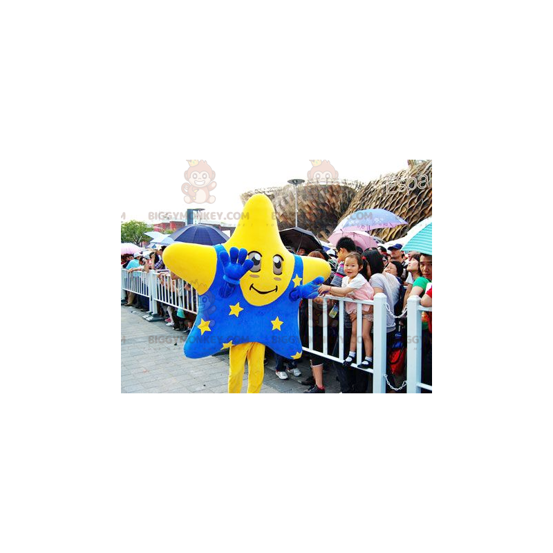 Traje de mascote gigante estrela amarela BIGGYMONKEY™ com roupa