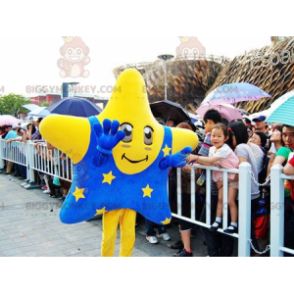 Traje de mascote gigante estrela amarela BIGGYMONKEY™ com roupa