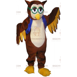 Costume de mascotte BIGGYMONKEY™ hiboux et lunettes vertes -