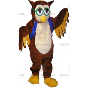 Costume de mascotte BIGGYMONKEY™ hiboux et lunettes vertes -