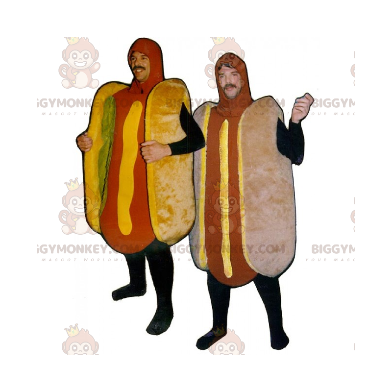 BIGGYMONKEY™ Hot Dog mit Senf-Maskottchen-Kostüm -