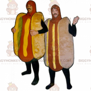 BIGGYMONKEY™ Hot Dog mit Senf-Maskottchen-Kostüm -