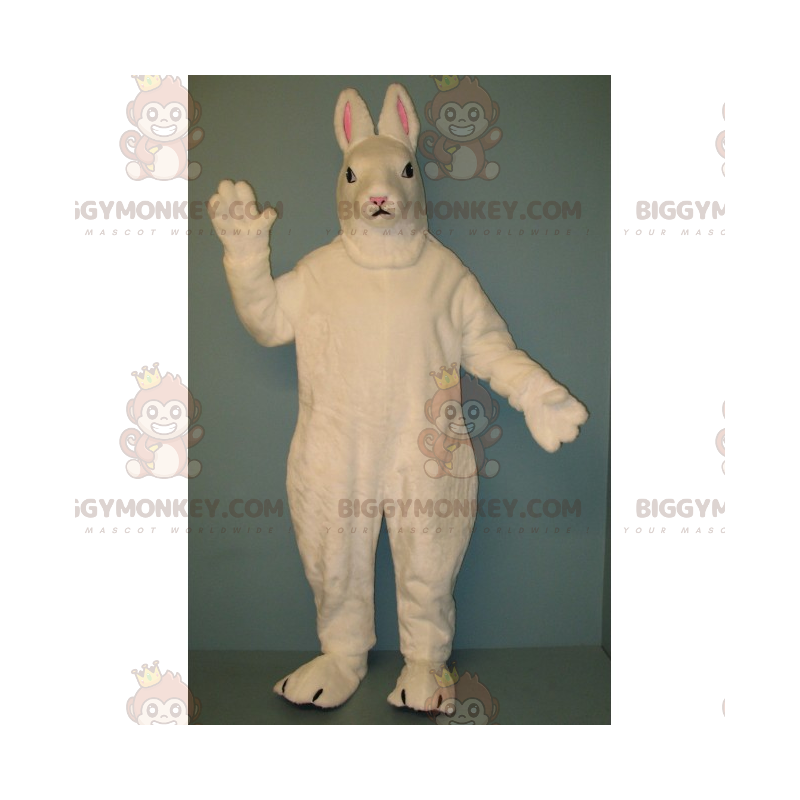 BIGGYMONKEY™ Hvid kanin med små ører maskotkostume -