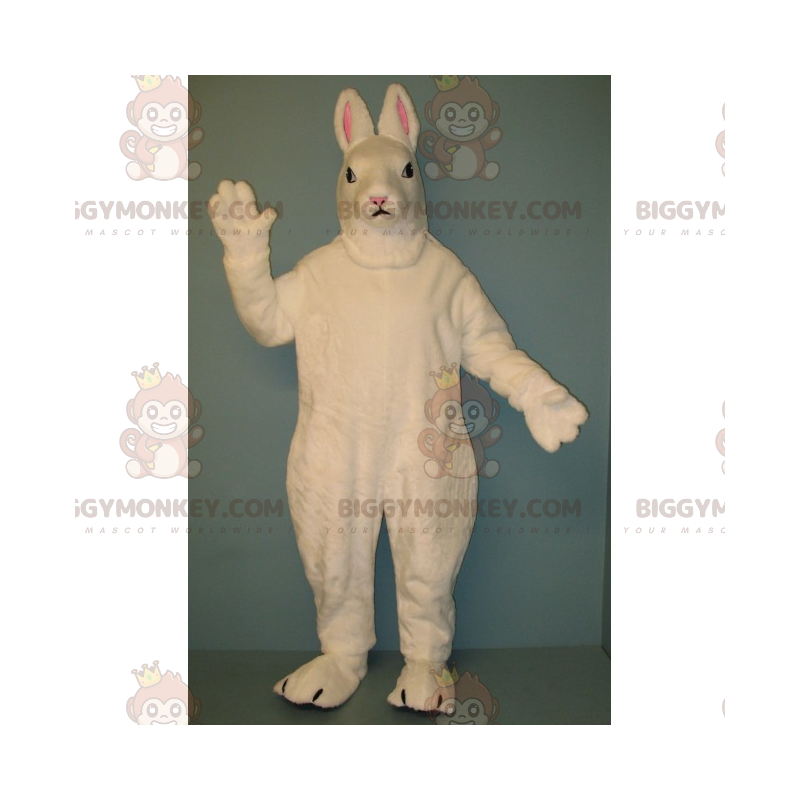 BIGGYMONKEY™ White Rabbit with Little Ears maskottiasu -