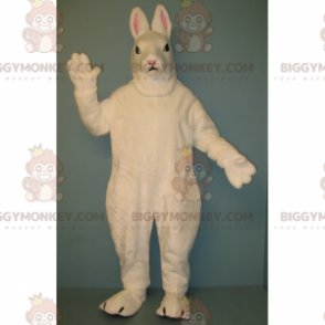 BIGGYMONKEY™ Wit konijn met kleine oren mascottekostuum -