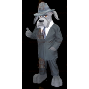 BIGGYMONKEY™ Maskottchenkostüm Grauer Hund als Privatdetektiv
