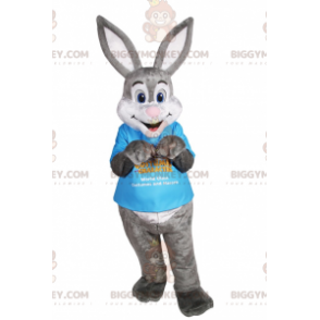 BIGGYMONKEY™ Disfraz de mascota conejito gris y blanco con