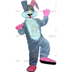 Costume de mascotte BIGGYMONKEY™ lapin gris et grands oreilles