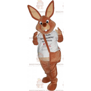 Costume de mascotte BIGGYMONKEY™ lapin marron avec son sac en