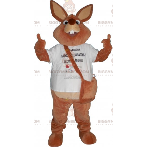 Costume de mascotte BIGGYMONKEY™ lapin marron avec son sac en