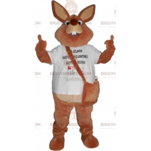 Costume de mascotte BIGGYMONKEY™ lapin marron avec son sac en