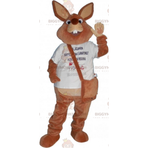 Brown Bunny BIGGYMONKEY™ Mascot Costume with Sling Bag -