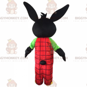BIGGYMONKEY™ zwart konijn in overall mascottekostuum -