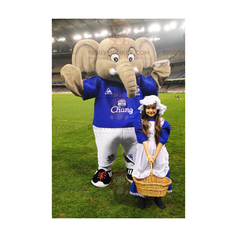 Traje de mascote de elefante cinza grande BIGGYMONKEY™ em