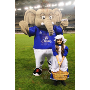 Traje de mascote de elefante cinza grande BIGGYMONKEY™ em