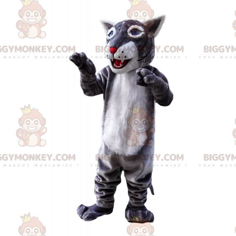 BIGGYMONKEY™ Blauäugiges Wolf-Maskottchen-Kostüm -