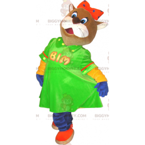 Στολή μασκότ με ντυμένη γυναικεία γάτα BIGGYMONKEY™ -