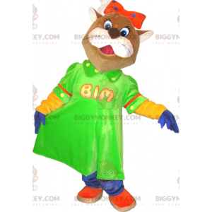 BIGGYMONKEY™ Lady Cat Dressed Up Mascot Costume -