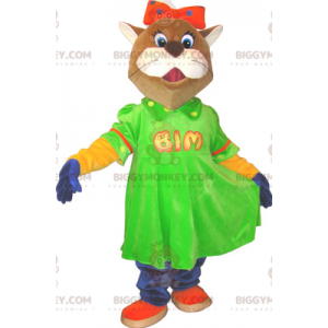 BIGGYMONKEY™ Lady Cat Dressed Up Mascot Costume -