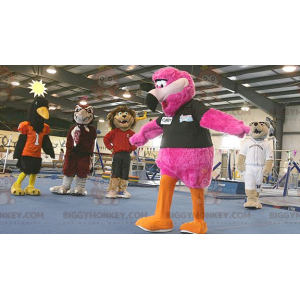 Disfraz de mascota Flamingo gigante peludo BIGGYMONKEY™ -