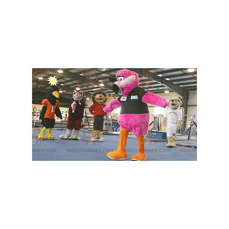 Costume de mascotte BIGGYMONKEY™ de flamand rose géant tout