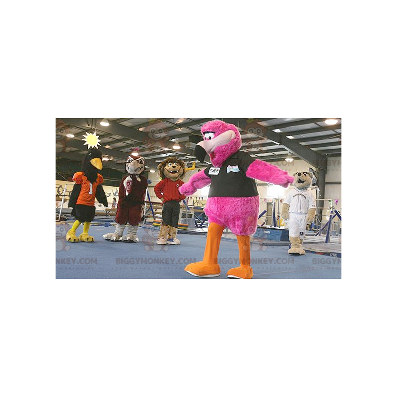 Giant All Hairy Flamingo Biggymonkey Mascot Costume