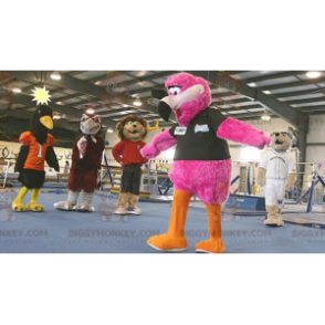 Gigantisch harige flamingo BIGGYMONKEY™ mascottekostuum -