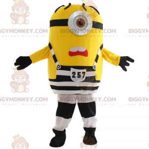 Kostým maskota BIGGYMONKEY™ Minion v vězeňském oblečení –