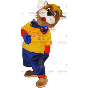 Traje de mascote BIGGYMONKEY™ Mr. Cat com gravata borboleta –