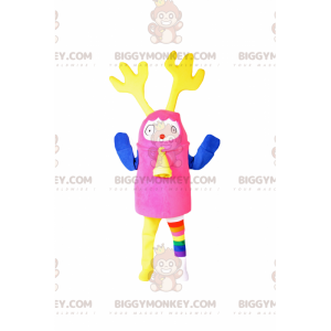 Traje de mascote multicolorido BIGGYMONKEY™ com orelhas de rena