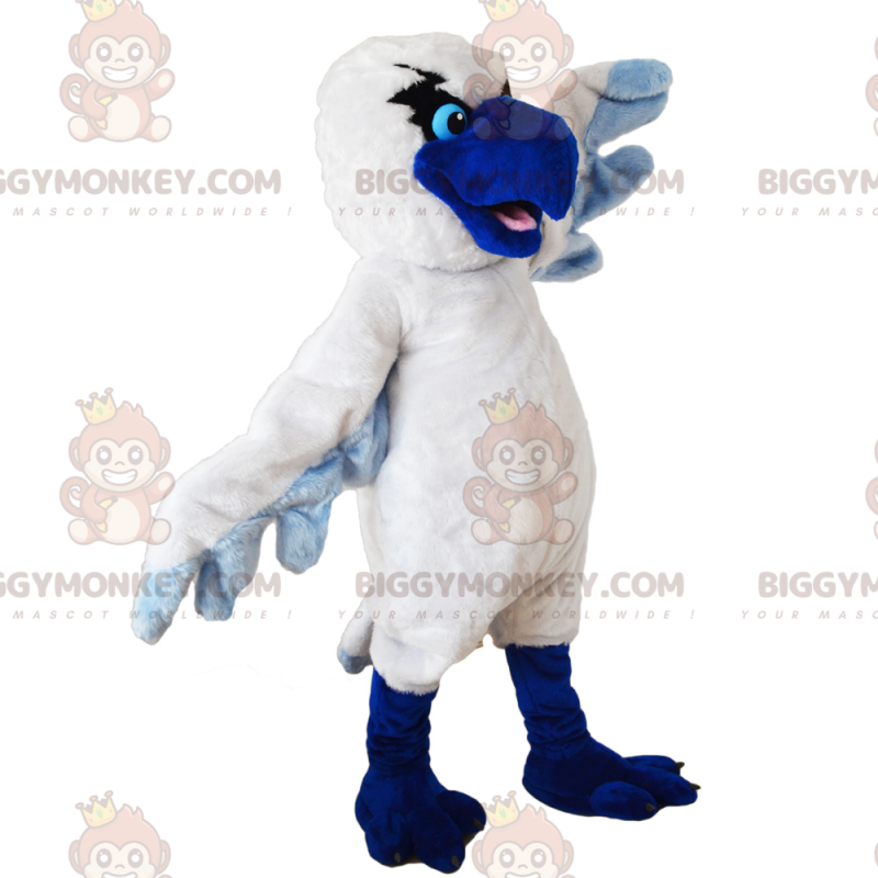BIGGYMONKEY™ hvid fugl med blå næb maskot kostume -