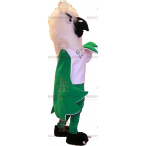 Traje de mascote de pássaro branco e asas verdes BIGGYMONKEY™ –