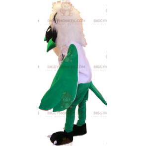 Disfraz de mascota de pájaro blanco y alas verdes de