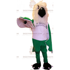 BIGGYMONKEY™ Costume da mascotte uccello bianco e ali verdi -