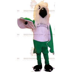 BIGGYMONKEY™ Maskotdräkt för vit fågel och gröna vingar -