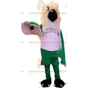BIGGYMONKEY™ maskotkostume for hvid fugl og grønne vinger -
