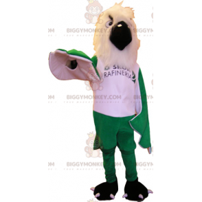 BIGGYMONKEY™ White Bird and Green Wings -maskottiasu -