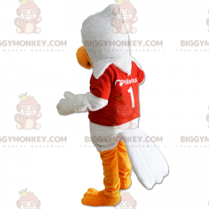 BIGGYMONKEY™ Costume mascotte uccello bianco e jersey rosso -