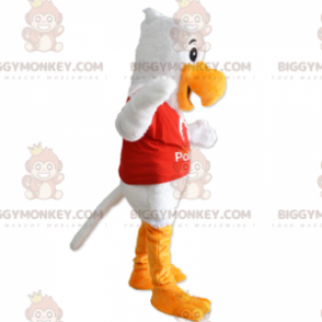 BIGGYMONKEY™ White Bird & Red Jersey maskottiasu -