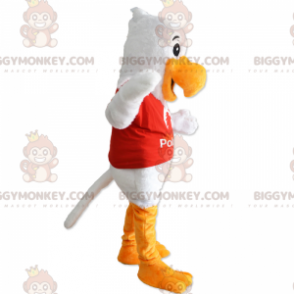 Kostým maskota BIGGYMONKEY™ White Bird & Red Jersey –