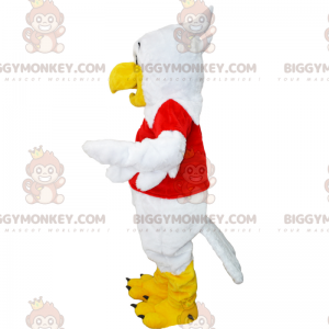 BIGGYMONKEY™ White Bird & Red Jersey Mascot Costume -