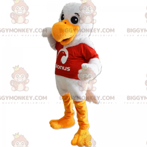 BIGGYMONKEY™ White Bird & Red Jersey Mascot Costume -